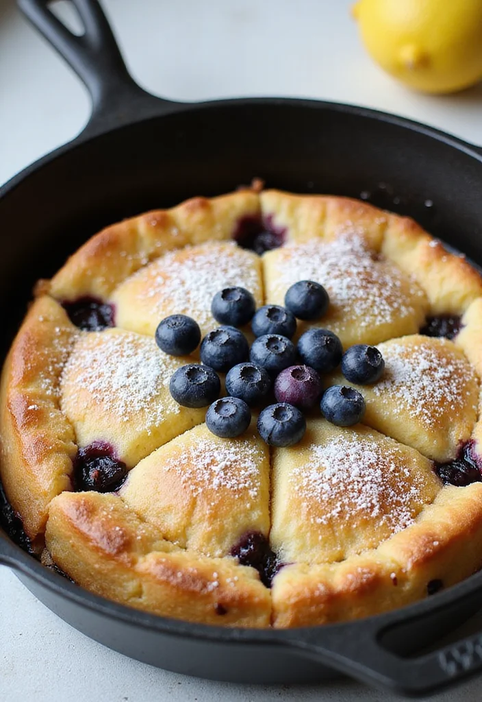 10 Dutch Oven Dessert Recipes for Warm Comfort - 10. Lemon Blueberry Dutch Baby Pancake