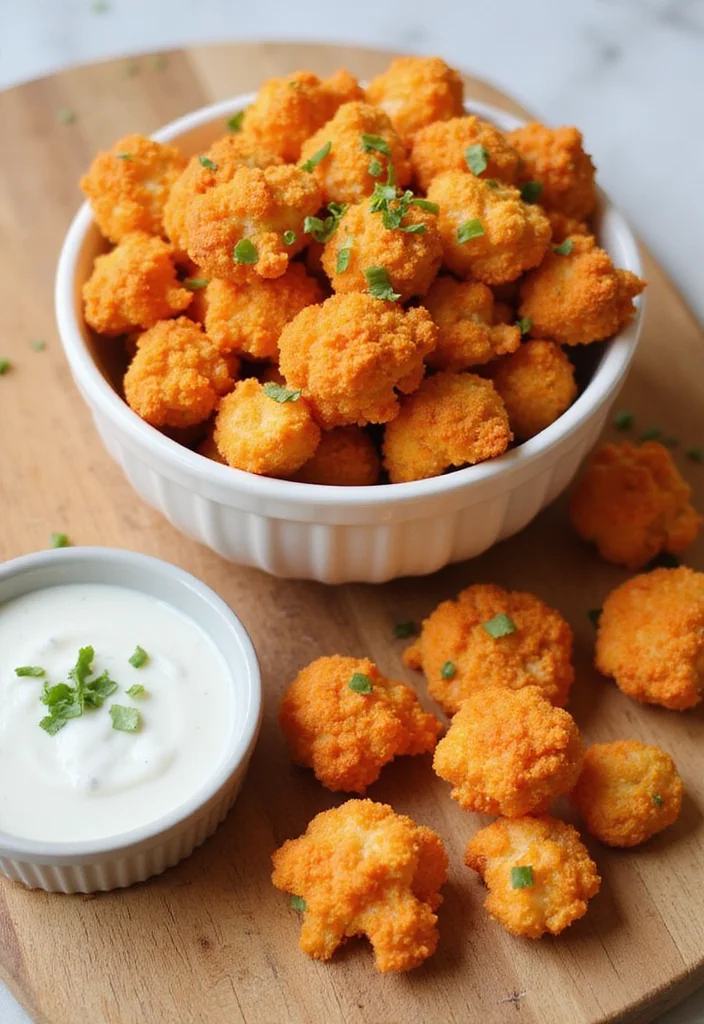 10 Elegant and Simple Gourmet Vegan Starters for Your Dinner Party - 5. Cauliflower Buffalo Bites with Vegan Ranch