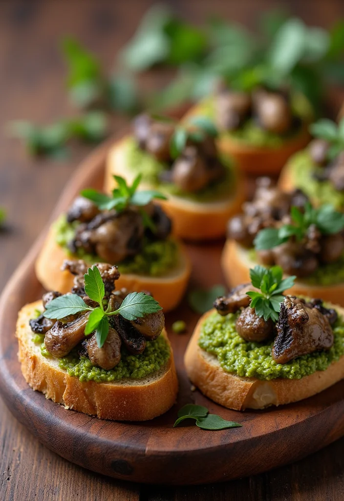 10 Elegant and Simple Gourmet Vegan Starters for Your Dinner Party - 9. Wild Mushroom Crostini with Walnut Pesto