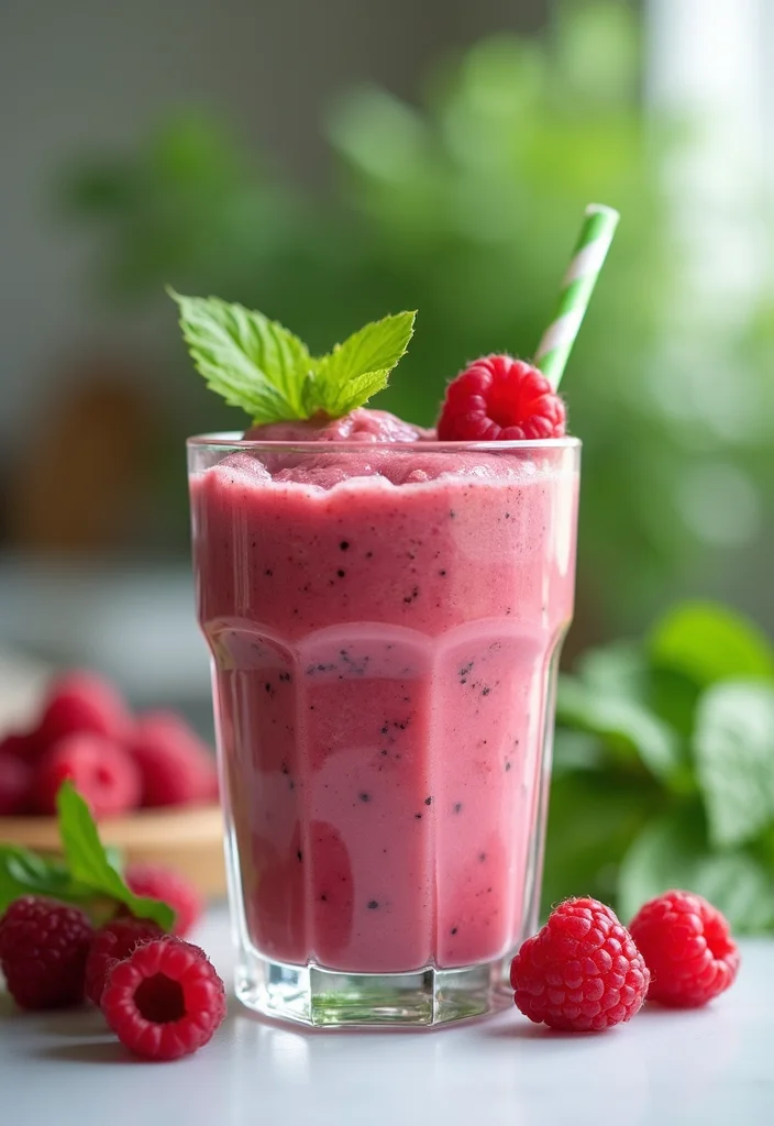 10 Healthy Raspberry Recipes Bright and Nutritious - 10. Raspberry Spinach Smoothie