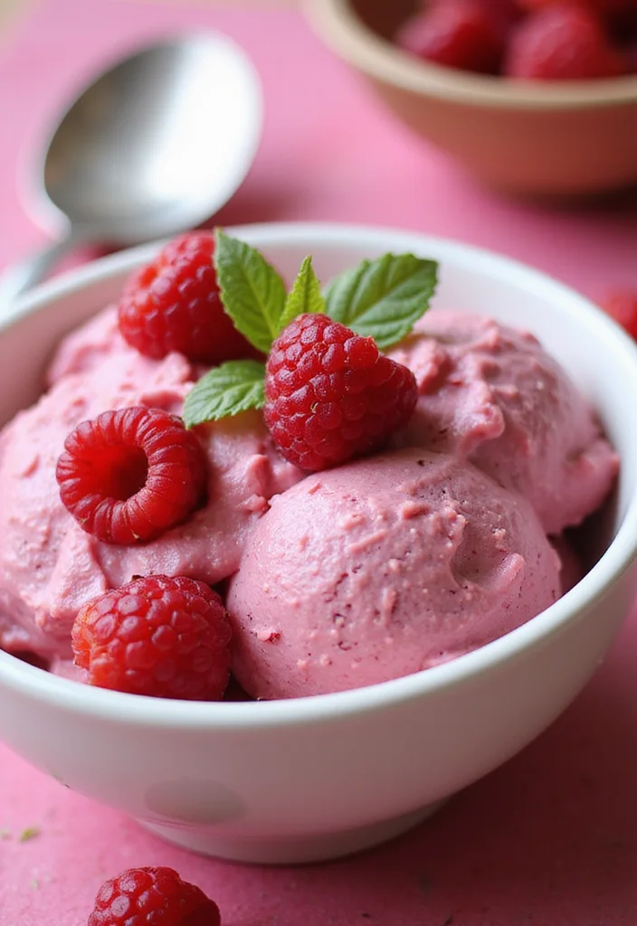 10 Healthy Raspberry Recipes Bright and Nutritious - 4. Vegan Raspberry Nice Cream