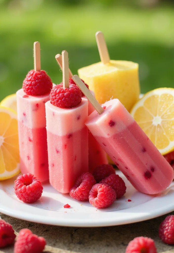 10 Healthy Raspberry Recipes Bright and Nutritious - 7. Raspberry Lemonade Popsicles