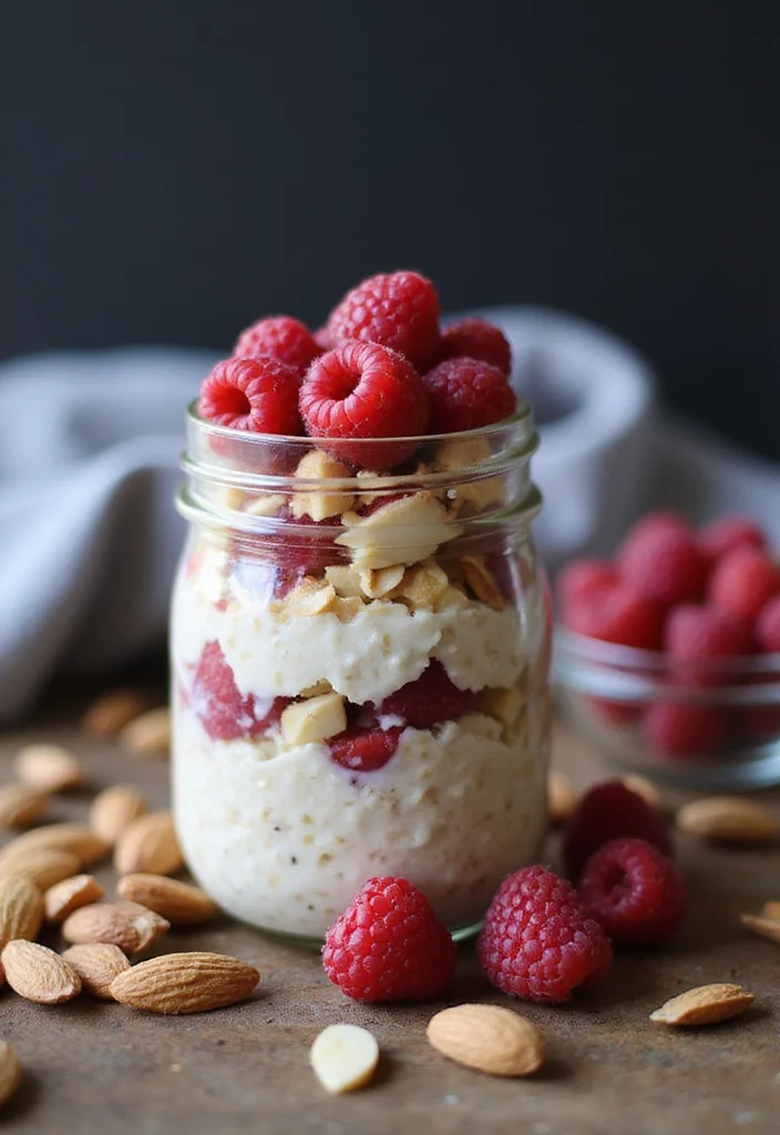 10 Healthy Raspberry Recipes Bright and Nutritious - 9. Raspberry Almond Overnight Oats