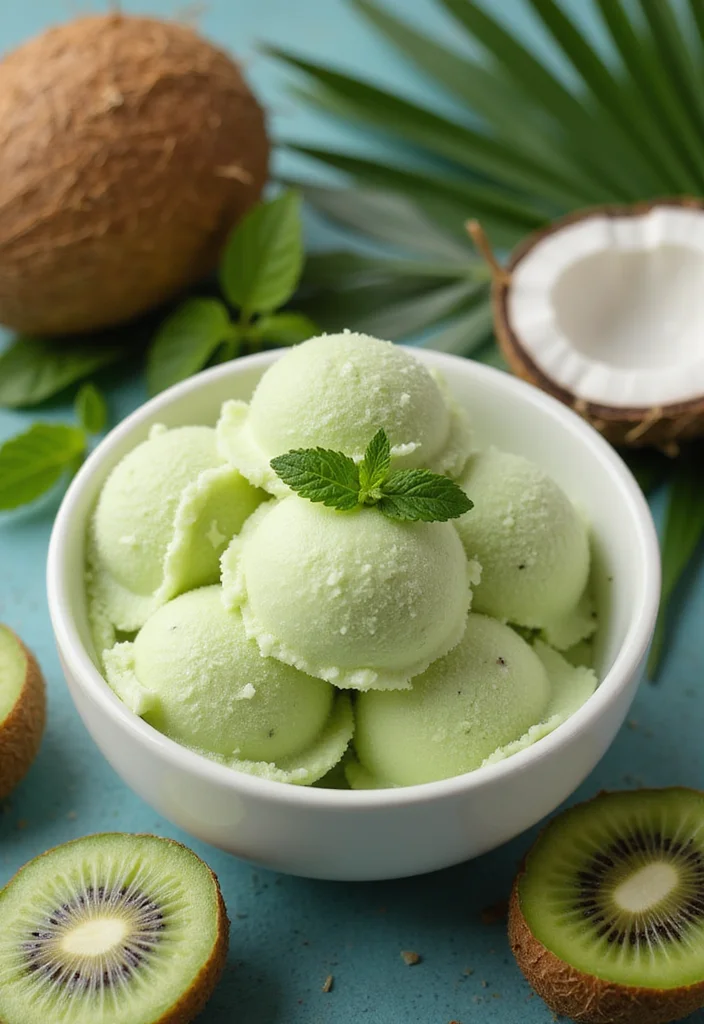 10 Kiwi Dessert Recipes Fresh and Bright - 2. Kiwi Coconut Sorbet