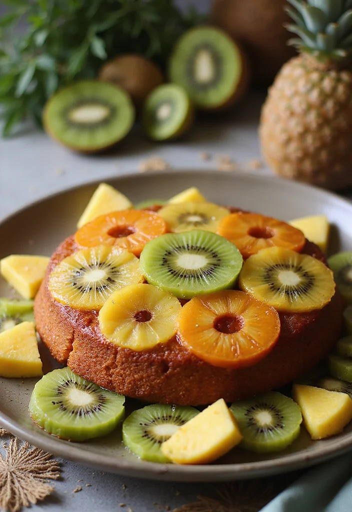 10 Kiwi Dessert Recipes Fresh and Bright - 8. Kiwi & Pineapple Upside Down Cake