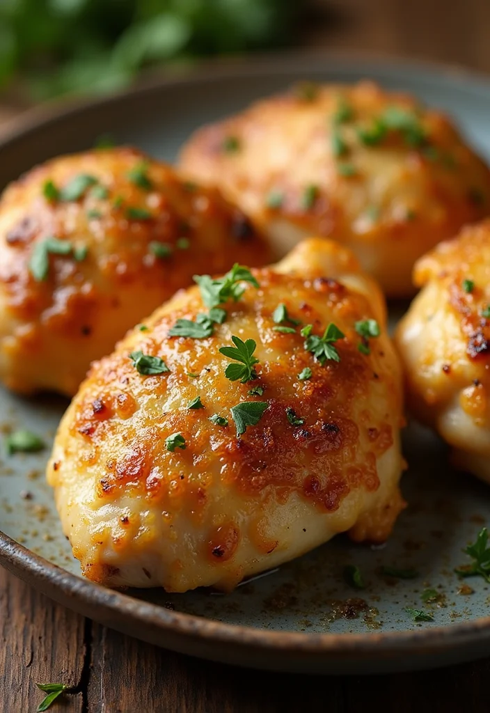 10 Low Ingredient Dinner Recipes Quick and Practical - 9. Garlic Parmesan Chicken Thighs