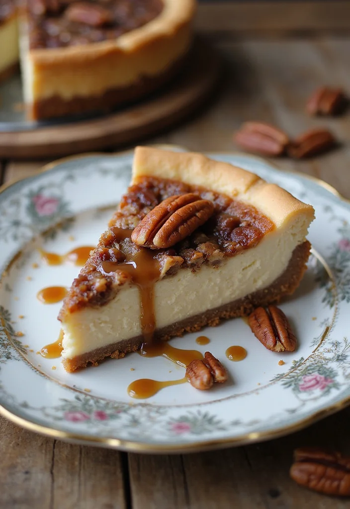 10 Pecan Dessert Recipes Rich and Crunchy - 4. Pecan Pie Cheesecake