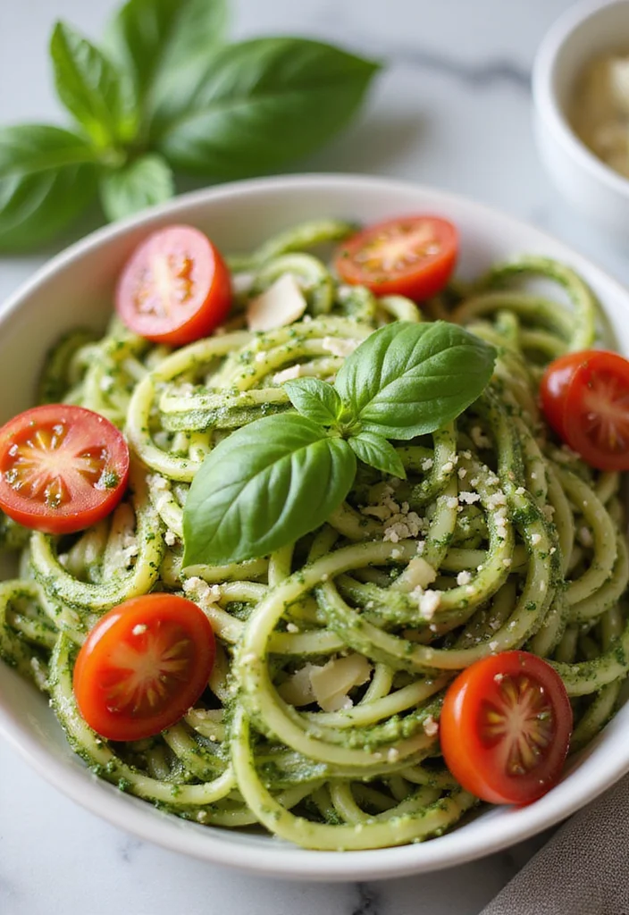 10 Prediabetic Dinner Recipes: Balanced and Satisfying - 6. Zucchini Noodles with Pesto and Cherry Tomatoes