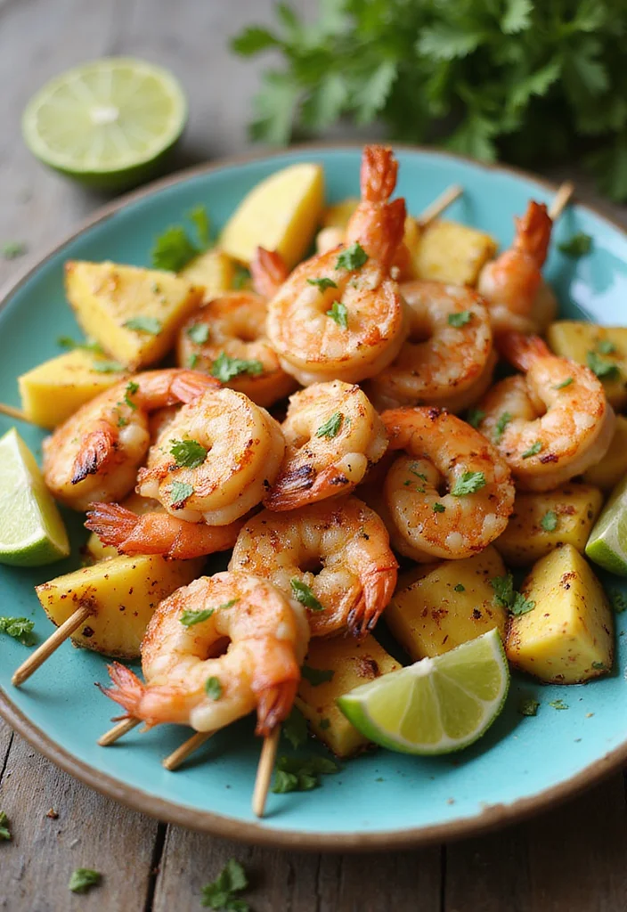 10 Tropical Dinner Recipes Bright and Flavorful - 1. Pineapple Coconut Shrimp Skewers