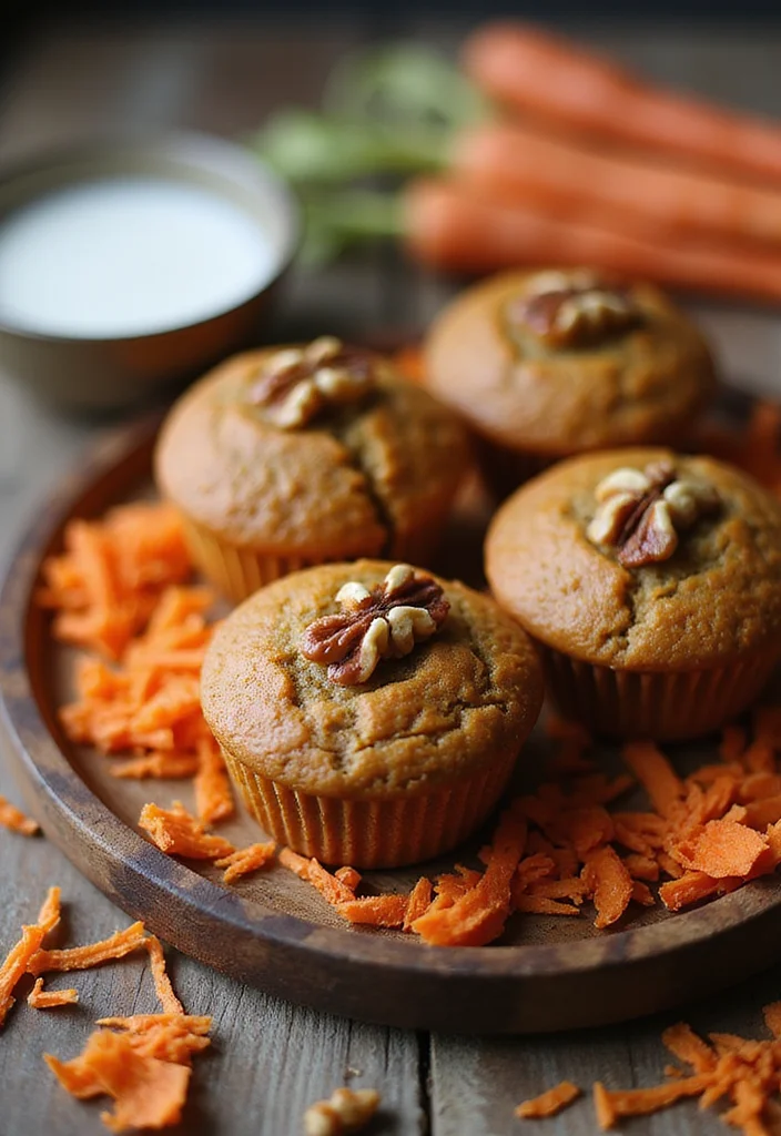 10 Vegan Carrot Recipes Fresh and Easy - 2. Carrot Muffins with Walnuts