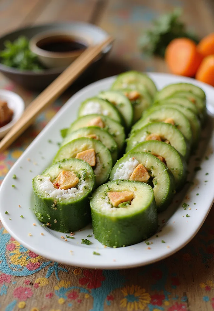 10 Vegan Cucumber Recipes Light and Refreshing - 5. Cucumber and Avocado Sushi Rolls