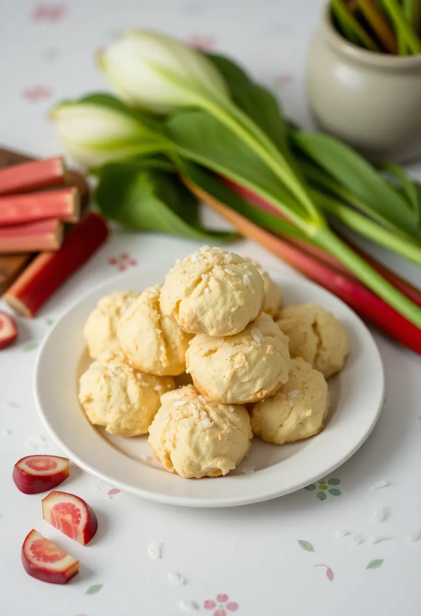 10 Vegan Rhubarb Recipes Bright and Seasonal - 6. Vegan Rhubarb Coconut Macaroons