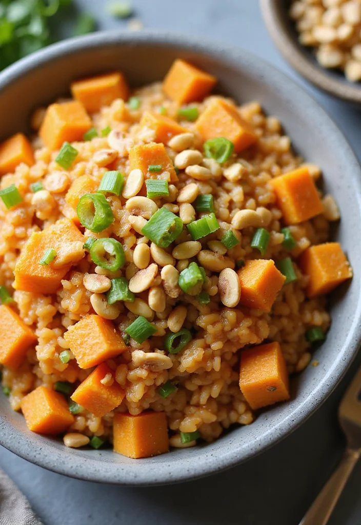 10 Vegan Rice Cooker Recipes: Hands Off and Simple - 6. Thai Peanut Sweet Potato Rice