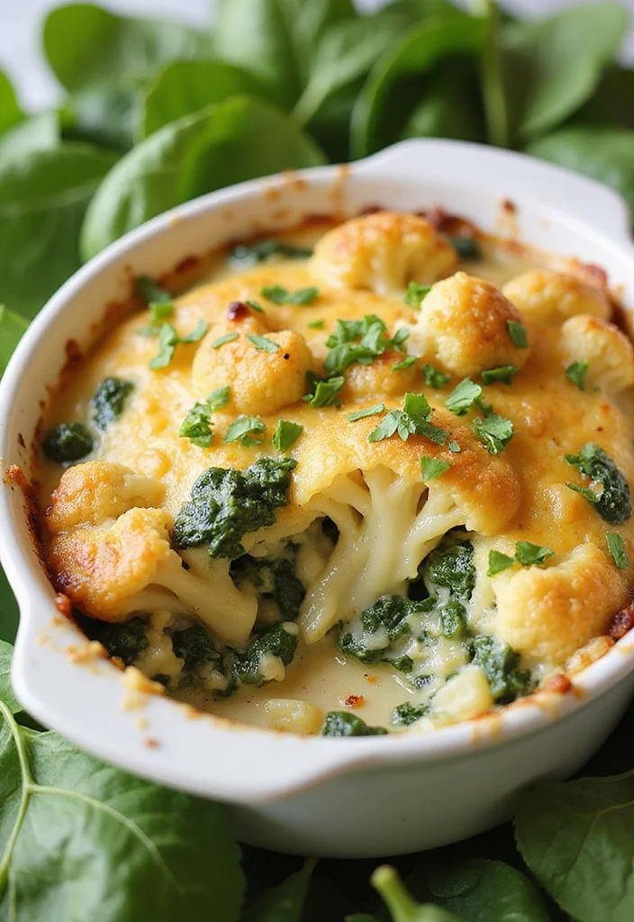 12 Keto Dinner Casserole Recipes Easy and Comforting - 1. Cheesy Cauliflower and Spinach Casserole