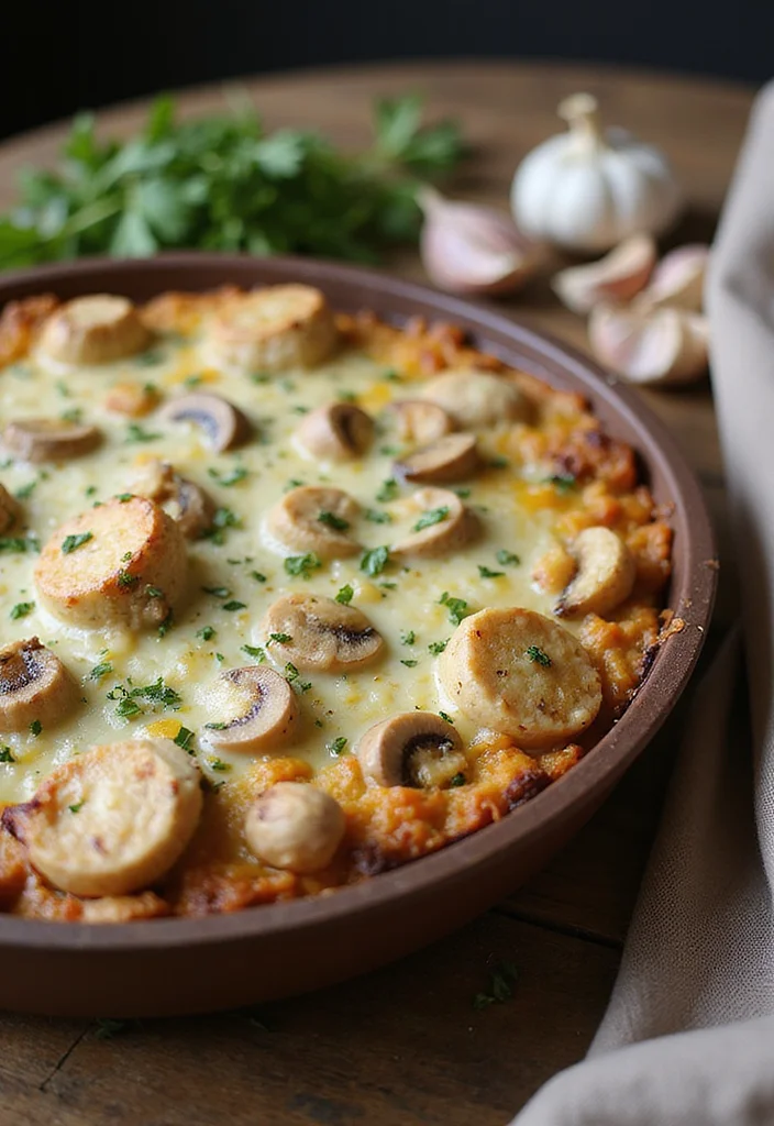12 Keto Dinner Casserole Recipes Easy and Comforting - 10. Creamy Garlic Mushroom Casserole