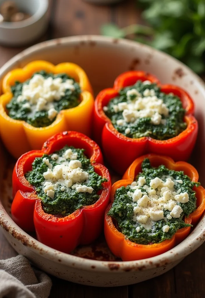12 Keto Dinner Casserole Recipes Easy and Comforting - 7. Spinach and Feta Stuffed Peppers